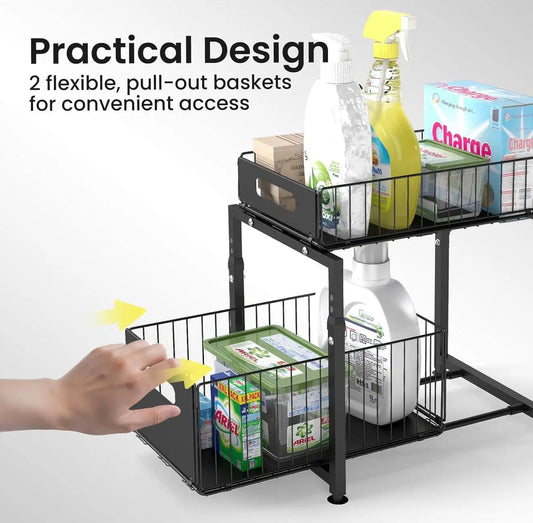 2-Tier Pull-Out Under Sink Organizer (2-Pack) shopify