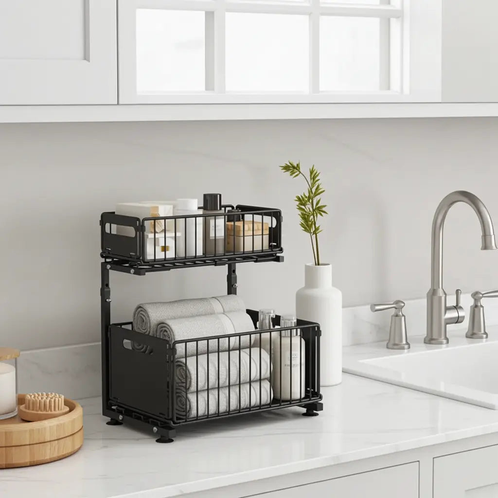 2-Tier Pull-Out Under Sink Organizer (2-Pack) shopify